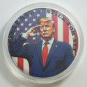 999 Silver 1 oz Colored Donald Trump Liberty  Justice Salute  Medal Round LH553