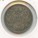 1915-A Germany Silver 1/2 Mark Coin .9000 Silver - SS48