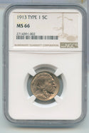 1913-P Type 1 Buffalo Nickel 5c NGC MS66 Philadelphia Mint  - SS89