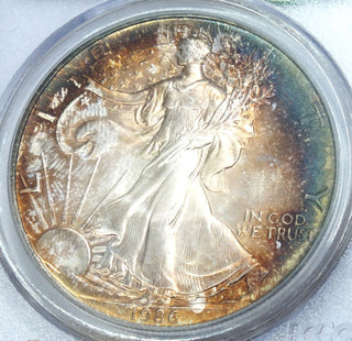 1986 American Eagle 1 oz Silver Dollar PCGS MS68 Certified Toning Toned - A491