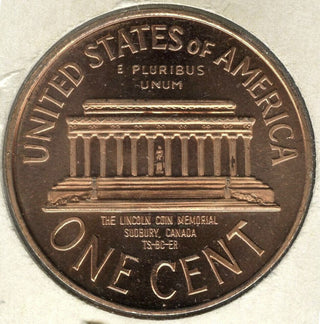 1965 Lincoln Cent Penny Memorial Sudbury Canada Art Medal Round - J82