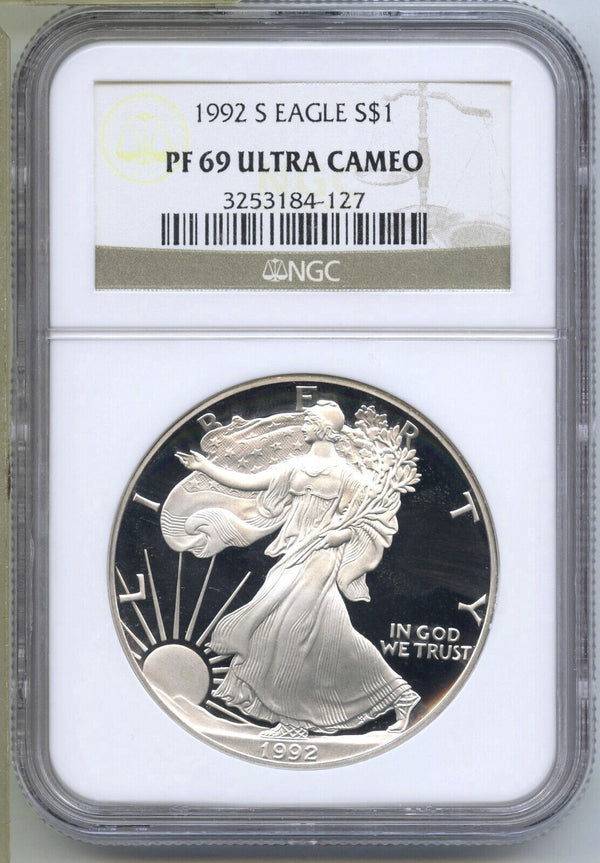 1992-S American Eagle 1 oz Proof Silver Dollar NGC PF69 Ultra Cameo - B738