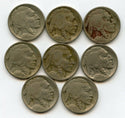 1913 Indian Head Buffalo Nickels - Type 1 - Lot of 8 Coins - JN348