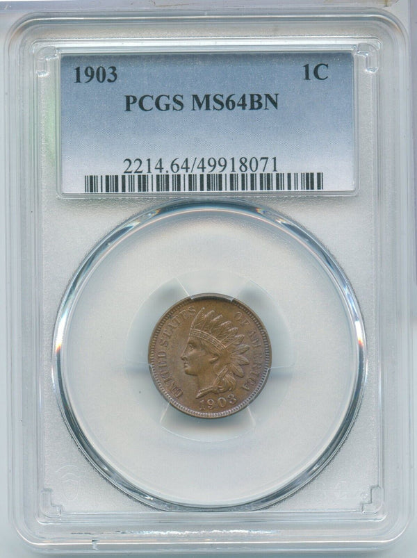 1903-P Indian Head Cent 1c PCGS MS64BN Philadelphia Mint Toned Toning - SR975