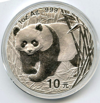 2001 China Panda 999 Silver 1 oz Coin 10 Yuan - Chinese Bullion - K131