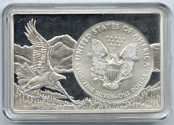 2018 American Eagle 1 oz Silver Dollar USA Patriot Ingot Bar Two Ounces - J568