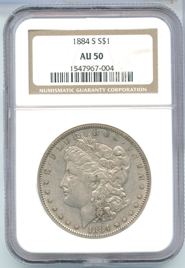 1884-S Morgan Silver Dollar $1 NGC AU 50 San Francisco Mint - SR683