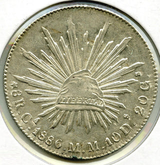 1886-CA Mexico Silver Coin 8 Reales - Republica Mexicana Plata Libertad - H834