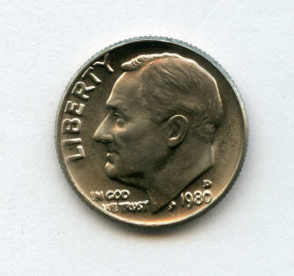 1980-D Roosevelt Dime $5 Uncirculated (50) Coin Roll - Denver Mint - JP172