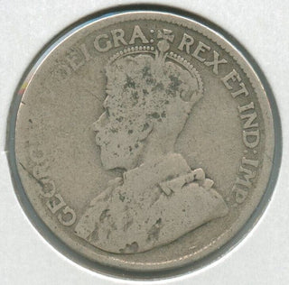 1919-C Canada New Foundland Silver 25 Cents Coin Edward VII - SR114