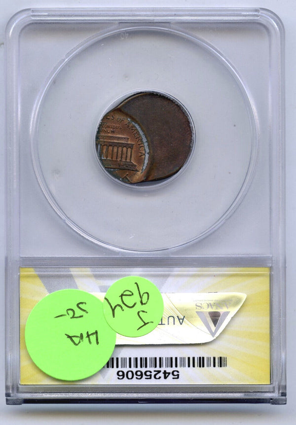 1986 RB Lincoln Cent Penny ANACS MS 63 Off-Center Error Struck 55% - J924