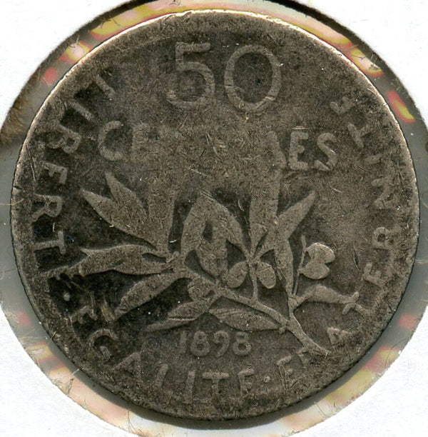 1898 France Coin 50 Centimes - French Liberte Egalite Fraternite - CC789