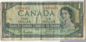 1954 $1 Dollar The Bank of Canada Devil's Face Banknote - SR883