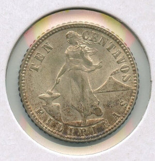 1944-D  Philippines .7500 Silver Coin 10 Centavos Toned Toning  - SS47