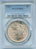 1922-P Silver Peace Dollar $1 PCGS MS64 Philadelphia Mint - SR943