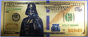 Darth Vader Star Wars $100 Novelty 24k Gold Plated Foil Note Bill - GFN58