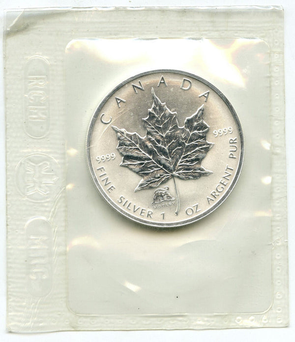 2004 Canada $5 Maple Leaf Monkey Privy 9999 Silver 1 oz Coin Sealed - H910