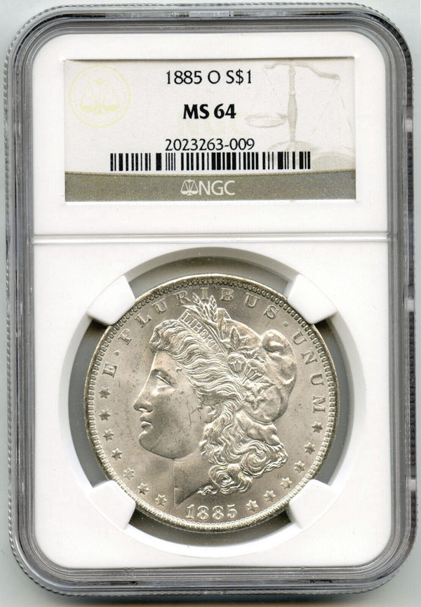 1885-O Morgan Silver Dollar NGC MS 64 Certified $1 New Orleans Mint - G388