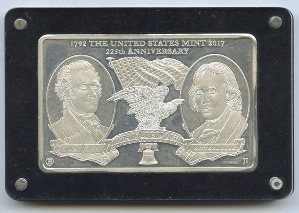 1792 - 2017 United States Mint 225 Years 999 Silver 3.29 oz Ingot Medal Bar J647