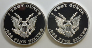 Lot of 2 999 Silver 1 oz Donald Trump Liberty  Justice Salute Medal Rounds LH554