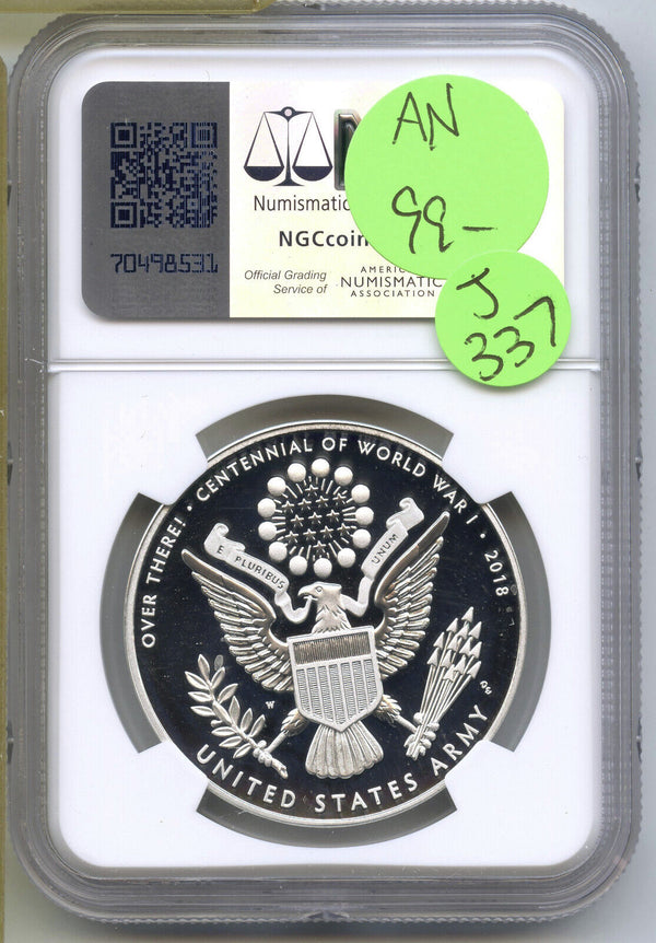 2018-W World War 1 US Army Silver Medal NGC PF 69 Ultra Cameo Commemorative J337