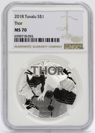 2018 Thor 1 oz Silver NGC MS70 Tuvalu $1 Coin Marvel Comics w/ Bag - JP077