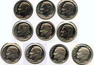1970 - 1979-S Roosevelt Proof Dimes - Run of (10) Coins Lot Set - H490