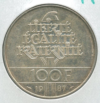 1987 Silver France Birth Of General Lafayette 100 Francs Coin - SR94