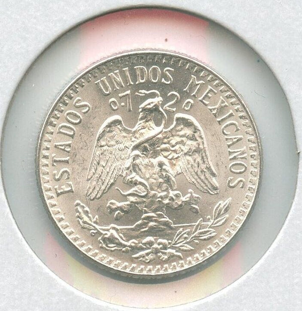 1942 Mexico Unc Silver 25 Centavos Cap & Ray Coin  -SS186