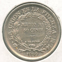 1899 Bolivia .9000 Silver Coin 50 Centavos  - SS55