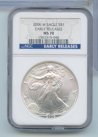 2006-W American Silver Eagle 1 oz Silver Dollar ER NGC MS70 West Point Mint-SR48