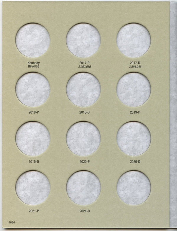 Kennedy Half Dollar - Starting 2017 Set -Coin Folder - HE Harris Album 4686 new