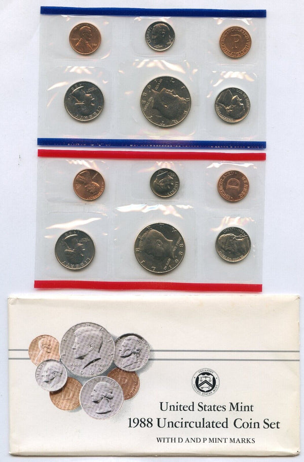 1988 US Uncirculated Mint Set 10 Coin United States Philadelphia Denver P & D