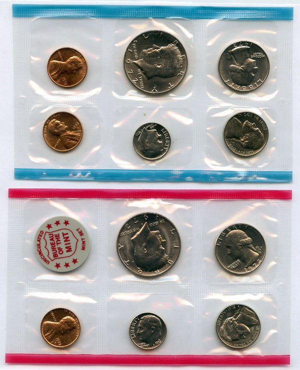 1972 Uncirculated Mint Set Philadelphia & Denver United States US 11 Coins P & D