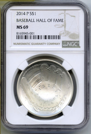 2014-P Baseball Hall of Fame Silver Dollar NGC MS69 Certified $1 Coin - J411