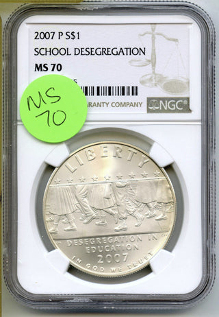 2007-P School Desegregation Silver Dollar NGC MS70 Certified $1 Coin - J413