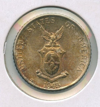 1945-D  Philippines .7500 Silver Coin 10 Centavos Toned Toning  - SS45