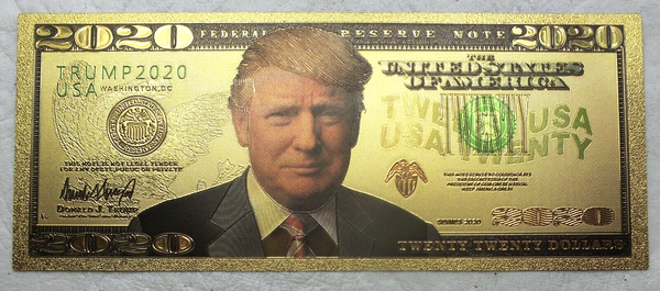 Donald Trump 2020 White House Note Novelty 24K Gold Foil Plated Bill - LG561