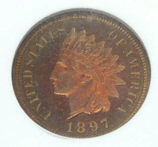 1897 Indian Head Cent Penny NGC PF66 RB Certified - Toning Toned - C289