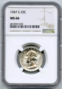 1947-S Washington Silver Quarter NGC MS 66 Certified - San Francisco Mint - G68