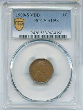 1909-S VDB Lincoln Wheat Cent PCGS AU58 San Francisco Mint Key Date -  SS304