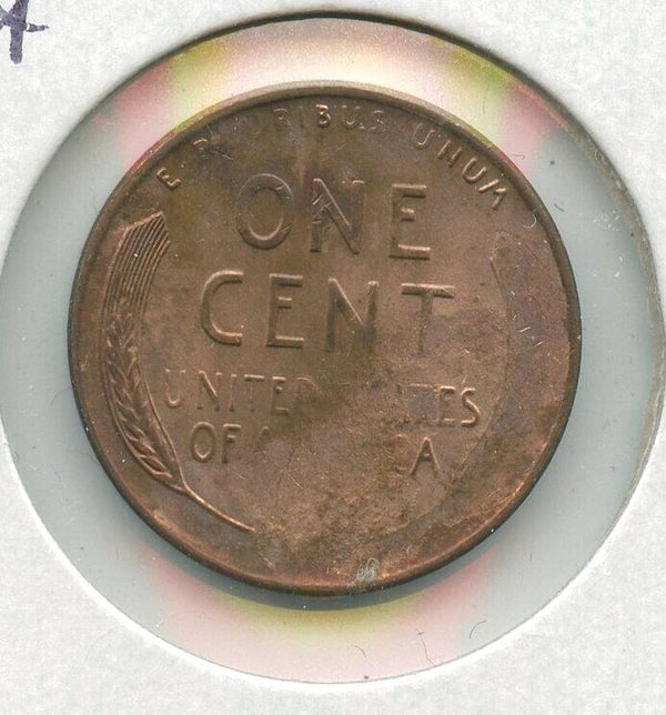 1958-D Lincoln Wheat Penny 1c Struck Thru Error Coin - SR735