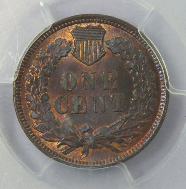 1899 Indian Head Cent Penny PCGS MS65 RB Certified - Toning Toned - K312