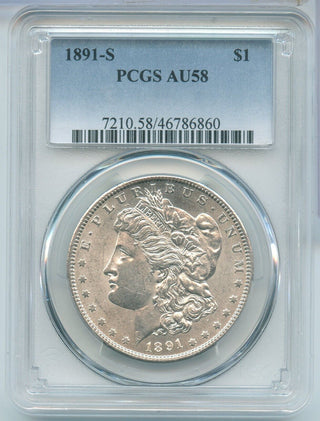 1891-S Silver Morgan Dollar PCGS AU58 San Francisco Mint - SR181