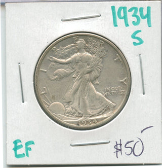 1934-S  Silver Walking Liberty Half Dollar 50c San Francisco Mint  - SS815