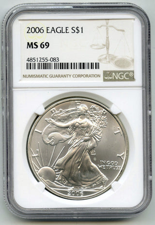 2006 American Eagle 1 oz Silver Dollar NGC MS69 Certified US Mint Bullion - H749