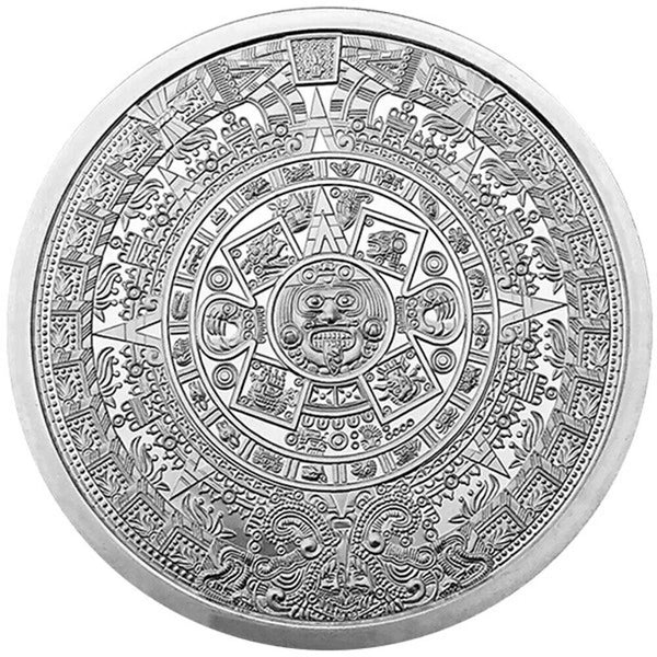 Aztec Calendar Cuauhtemoc 999 Silver 1 oz Art Medal Round ounce Mexico - BJ828