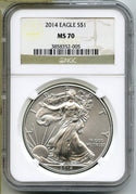 2014 American Eagle 1 oz Silver Dollar NGC MS 70 Certified $1 Bullion - B347