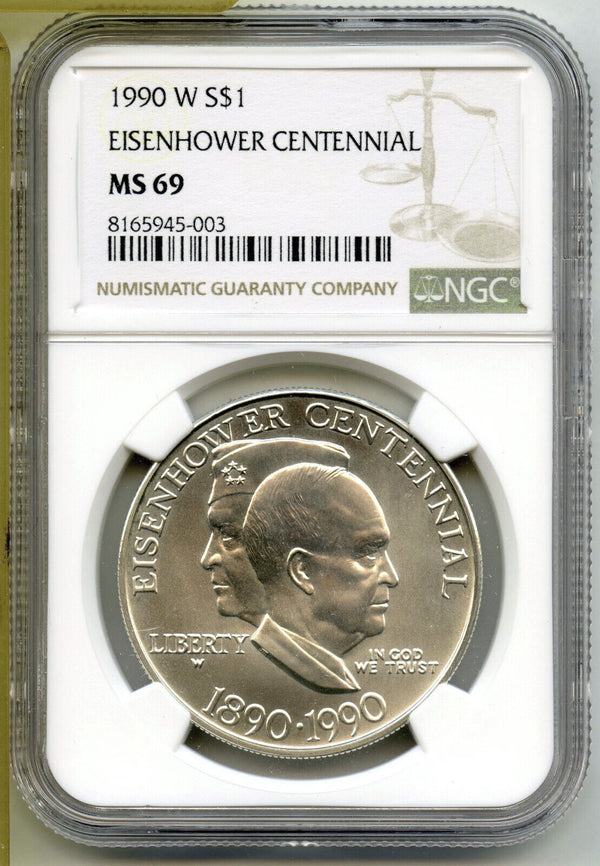 1990-W Eisenhower Centennial Silver Dollar NGC MS69 Commemorative Coin - J364