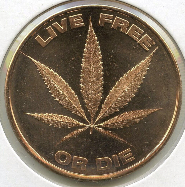 2011 Live Free or Die 999 Copper 1 oz AVDP Medal Round Marijuana Cannabis K433